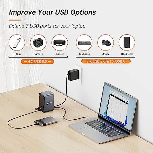 TobenONE USB C Laptop Docking Station Dual Monitor, 15-in-1 USB C Dock with Dual HDMI, 65W Power Supply, VGA, 4 USB 3.0, 2 USB 2.0, USB C, SD/TF, Ethernet and Audio/Mic for Lenovo, HP, Dell, Surface
