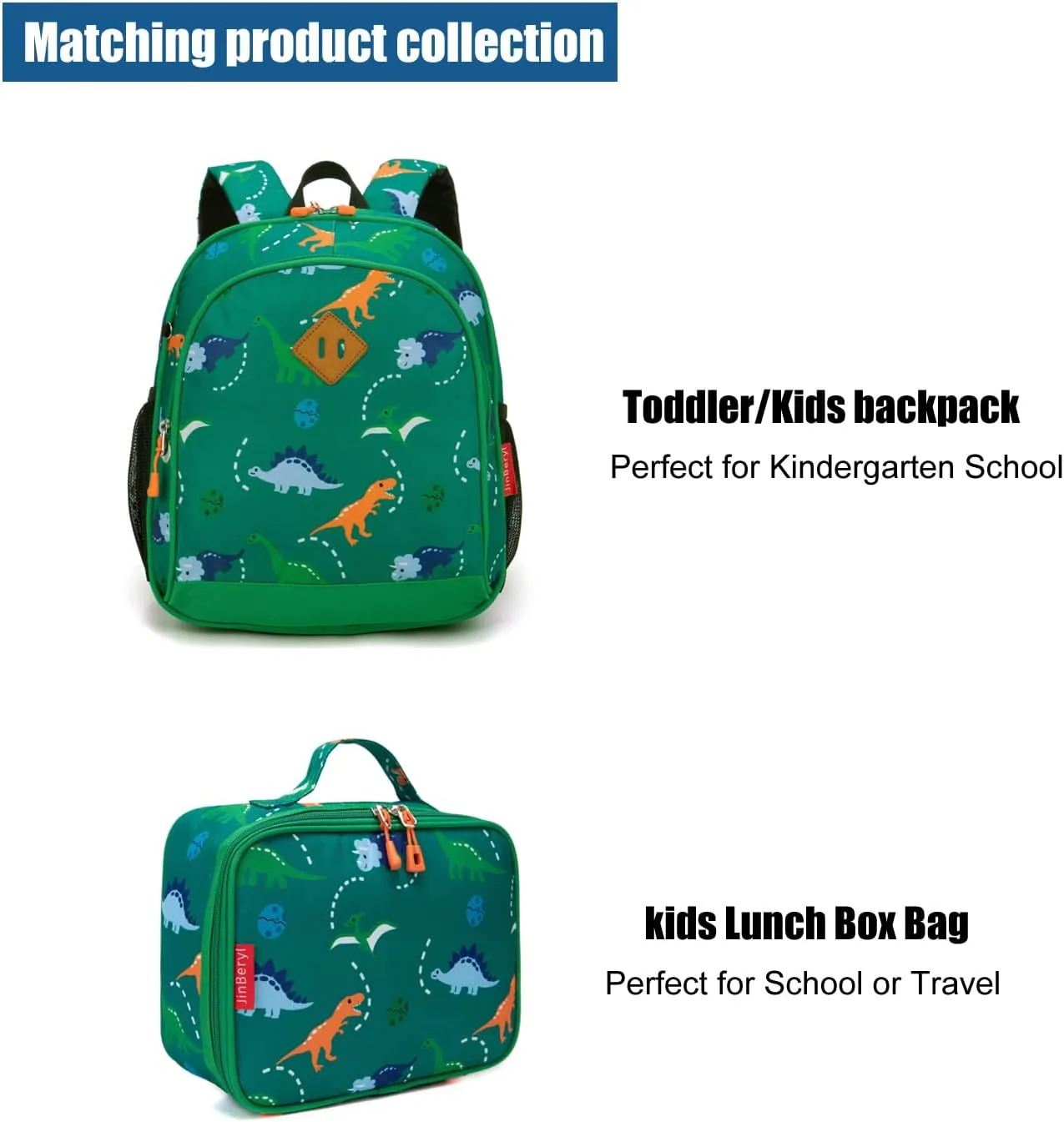 Toddler Backpack Boys, 15 Inch Kids Backpack for Preschool or Kindergarten, Dinosaur Green