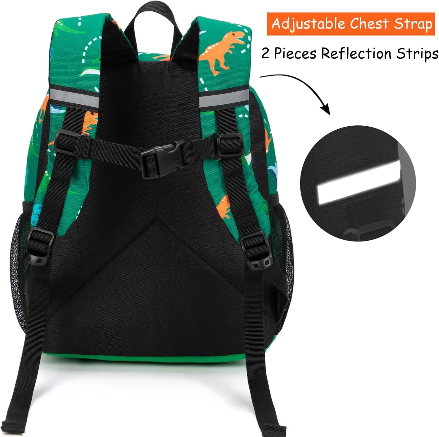 Toddler Backpack Boys, 15 Inch Kids Backpack for Preschool or Kindergarten, Dinosaur Green