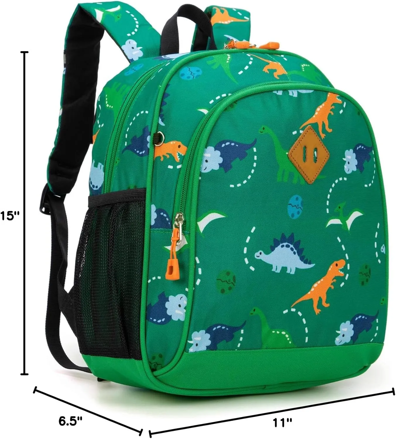 Toddler Backpack Boys, 15 Inch Kids Backpack for Preschool or Kindergarten, Dinosaur Green