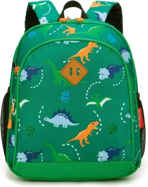 Toddler Backpack Boys, 15 Inch Kids Backpack for Preschool or Kindergarten, Dinosaur Green