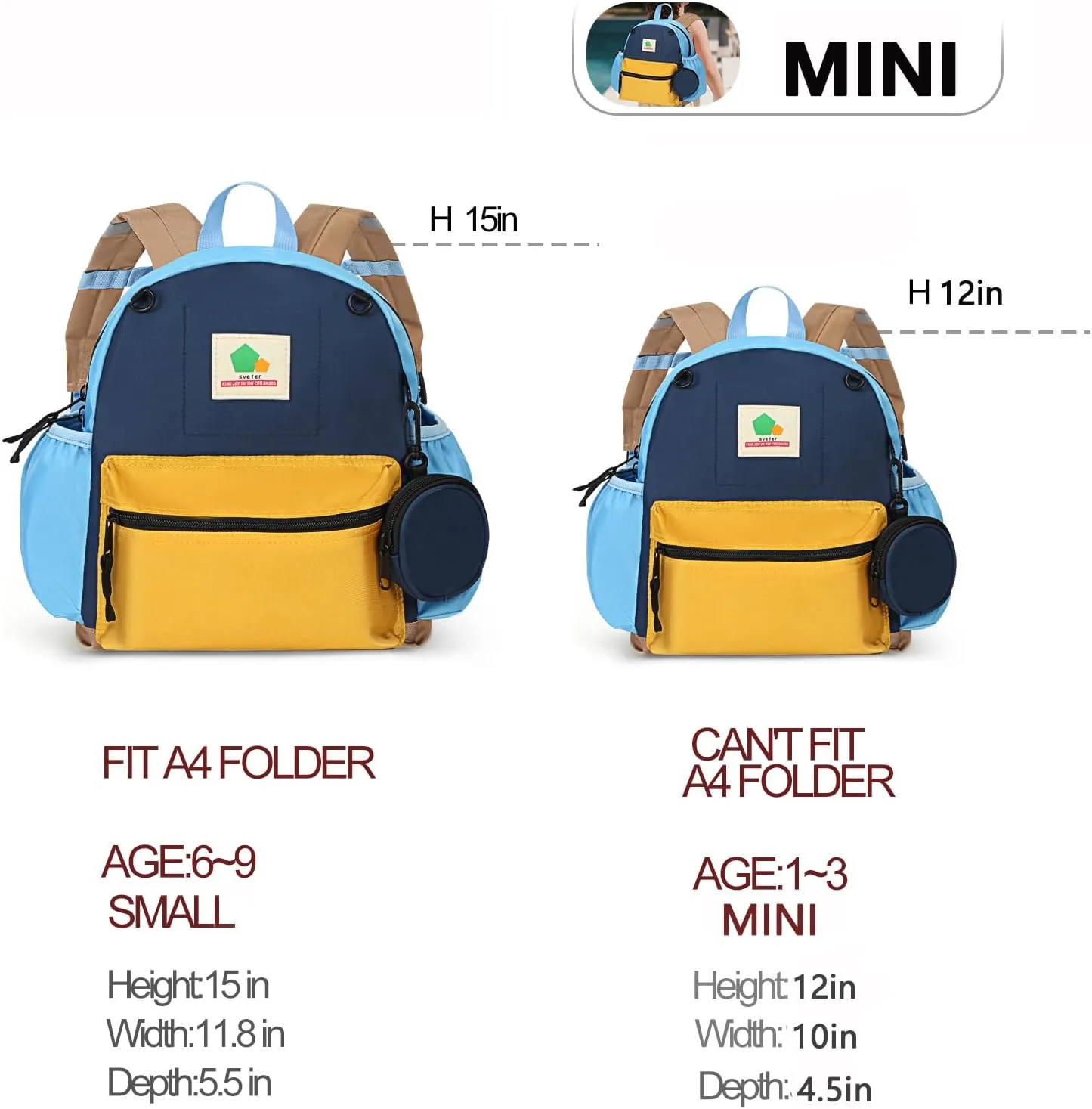 Toddler Backpack for Boys Girls 2-4, Preschool Backpack, Mini Kindergarten Backpack for Kids Gift,12 inch