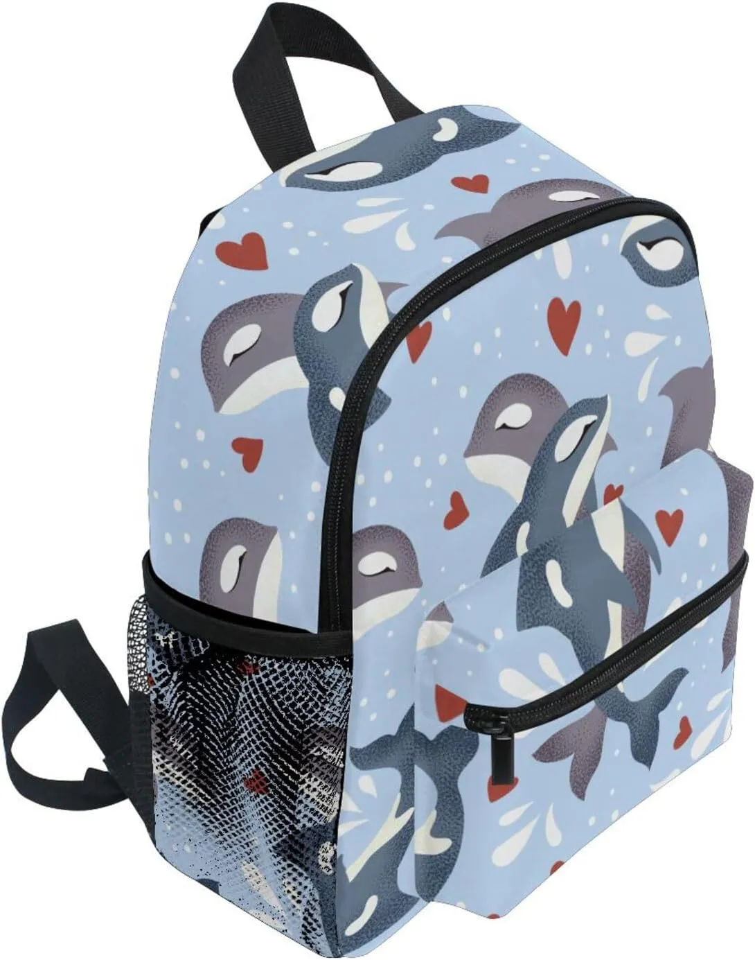 Toddler Backpack for Boys Girls Killer Whale Heart Preschool Kindergarten Schoolbag Mini Book Bag For School Travel S