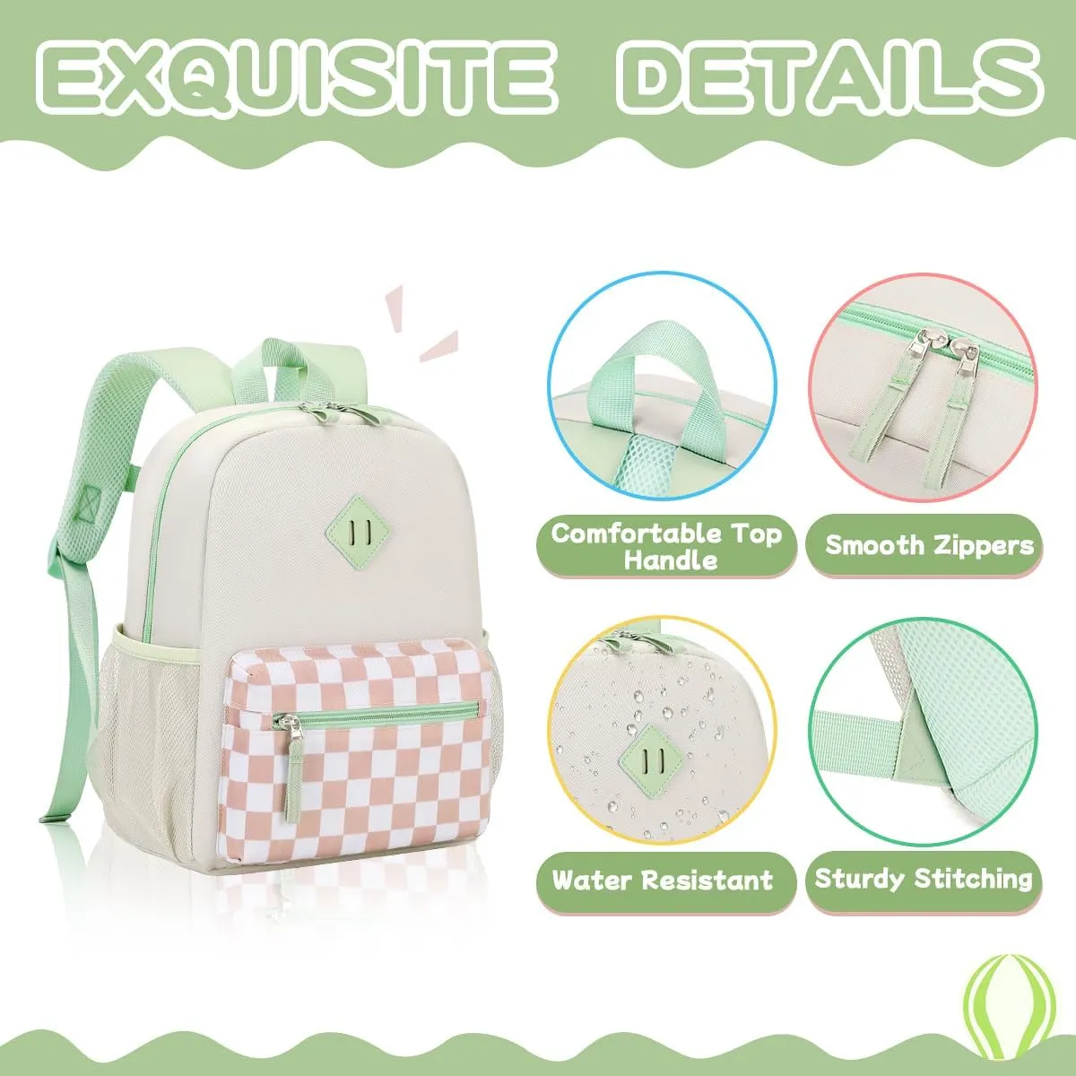 Toddler Backpack for Girls, 12'' Mini Preschool Backpack for Kids Age 2-4 Years Old Small Toddler Bookbag for Kindergarten with Chest Buckle and Reflective Strip, Green Plain