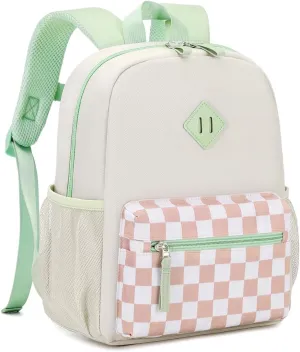 Toddler Backpack for Girls, 12'' Mini Preschool Backpack for Kids Age 2-4 Years Old Small Toddler Bookbag for Kindergarten with Chest Buckle and Reflective Strip, Green Plain
