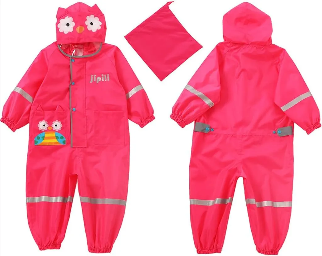 Toddler Kids Rain Suit with Hood - Waterproof Coverall One Piece for Kids (1-9 Years)
