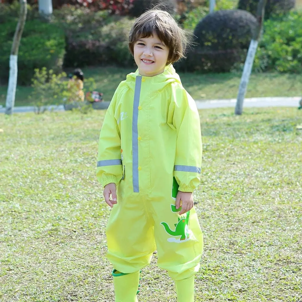 Toddler Rain Suit Baby Rain Suit with Hood Waterproof Coverall One Piece Rain Suit Kids (3-10 Years)