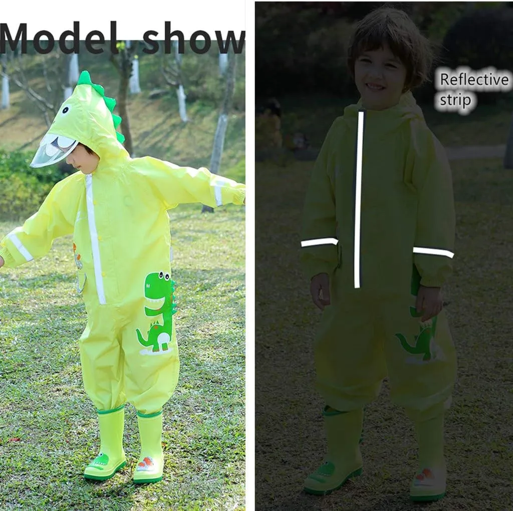 Toddler Rain Suit Baby Rain Suit with Hood Waterproof Coverall One Piece Rain Suit Kids (3-10 Years)