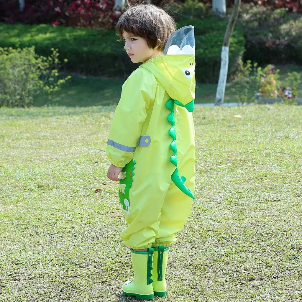 Toddler Rain Suit Baby Rain Suit with Hood Waterproof Coverall One Piece Rain Suit Kids (3-10 Years)