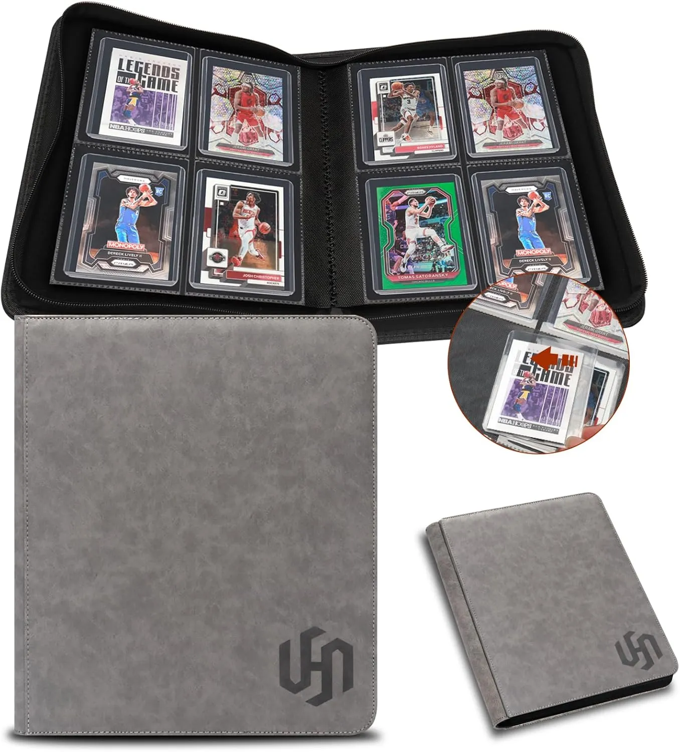 Toploader Binder, HYMENEX 4 Pocket Top Loader Card Storage Holds 112 Toploaders for Trading Cards 3" x 4" Rigid Card Holders and Sports Cards
