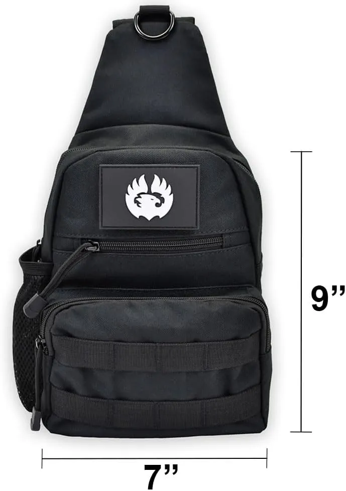 TORCH Crossbody Chest Bag Outdoor Sport Tactical MOLLE Backpack Shoulder Sling Travel Pack for Every Day Carry V2 (Black)