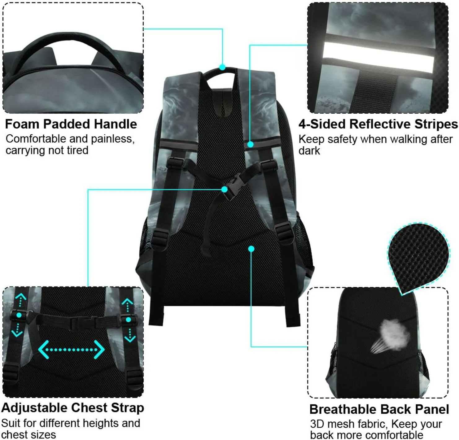 Tornado Touching Down Backpack for Boys Girls Kids Elementary Bookbag School Bag Students Daypack Travel Rucksack