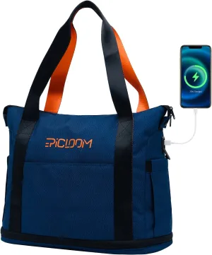 Tote Bag for Men, Travel Duffel Bag for Women with 15.6" Laptop Compartment for Work, Overnight Weekend Bag with USB