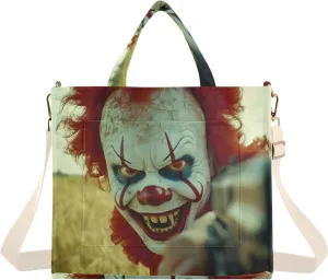 Tote Bag for Women Clown Mad Print, Corduroy Handbags Purses with Detachable Strap S
