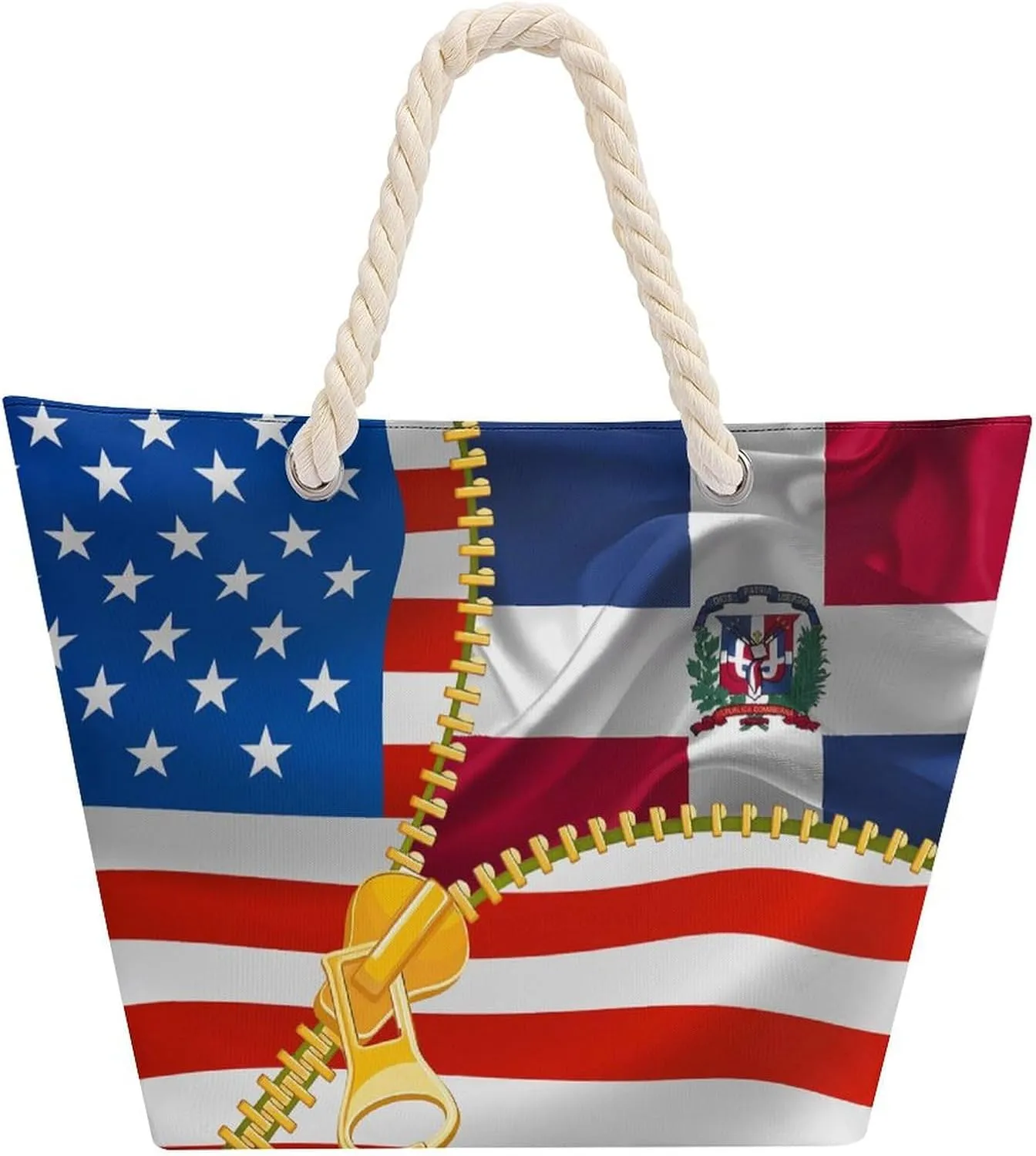 Tote Bag Large Handles Beach Bag with Zipper for Shopping Groceries Travel Outdoors Swim Pool Bag
