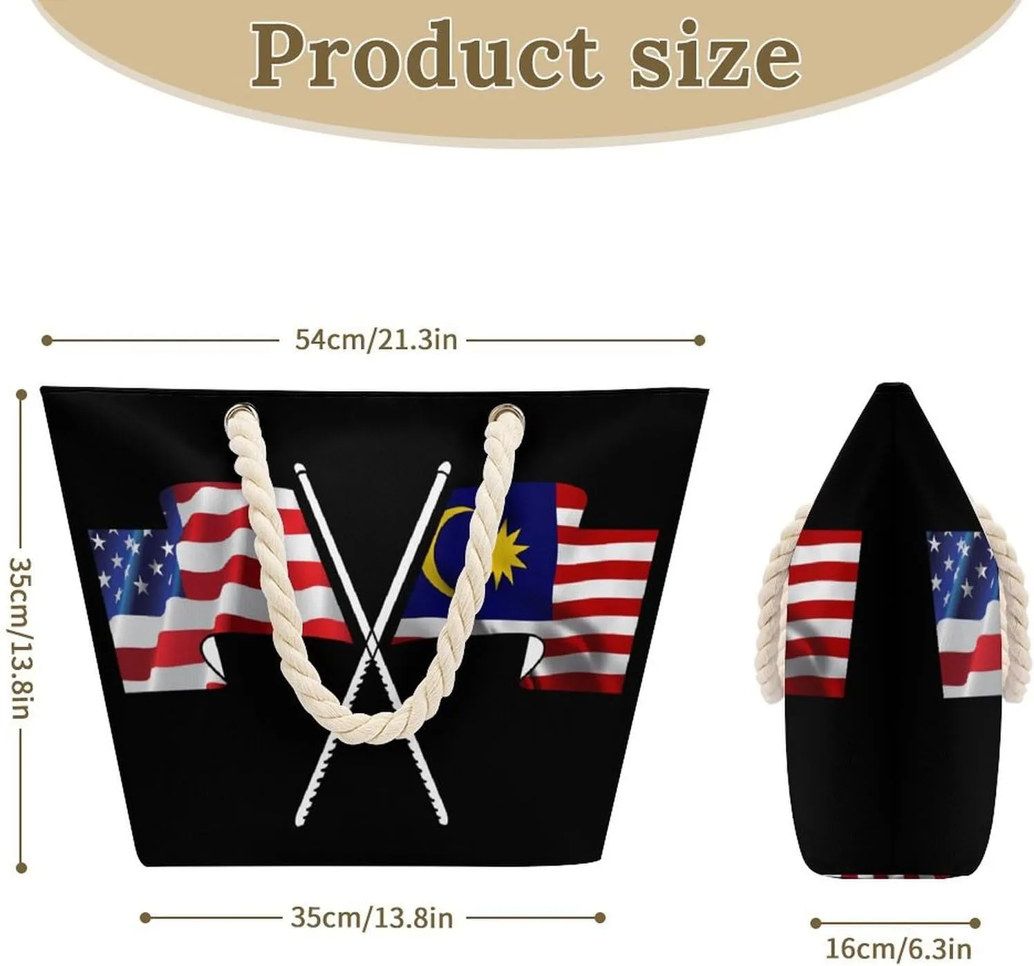 Tote Bag Large Handles Beach Bag with Zipper for Shopping Groceries Travel Outdoors Swim Pool Bag