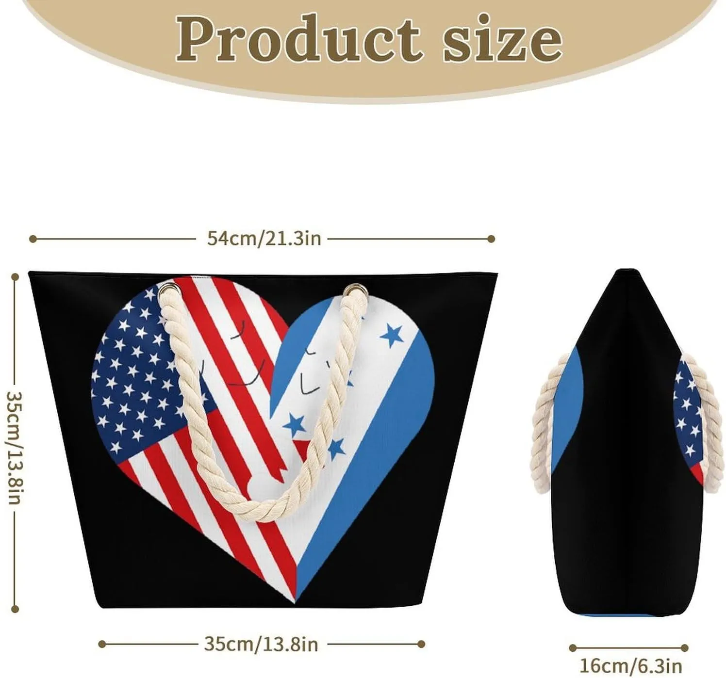 Tote Bag Large Handles Beach Bag with Zipper for Shopping Groceries Travel Outdoors Swim Pool Bag