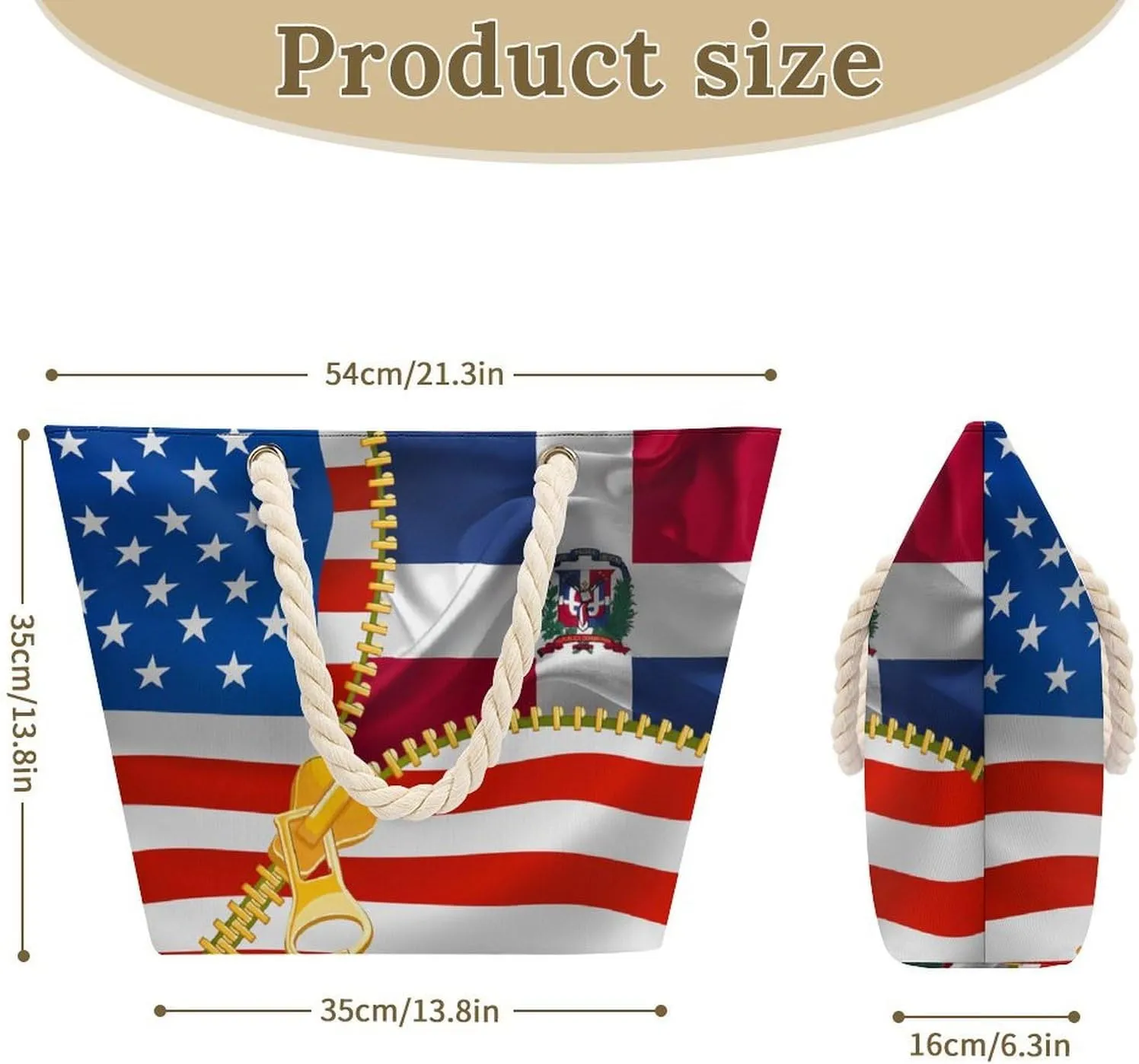 Tote Bag Large Handles Beach Bag with Zipper for Shopping Groceries Travel Outdoors Swim Pool Bag
