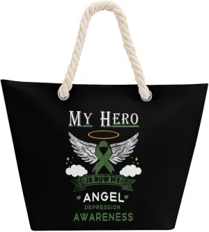 Tote Bag Large Handles Beach Bag with Zipper for Shopping Groceries Travel Outdoors Swim Pool Bag
