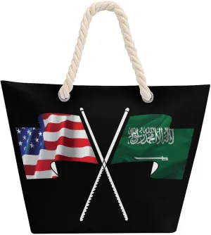 Tote Bag Large Handles Beach Bag with Zipper for Shopping Groceries Travel Outdoors Swim Pool Bag