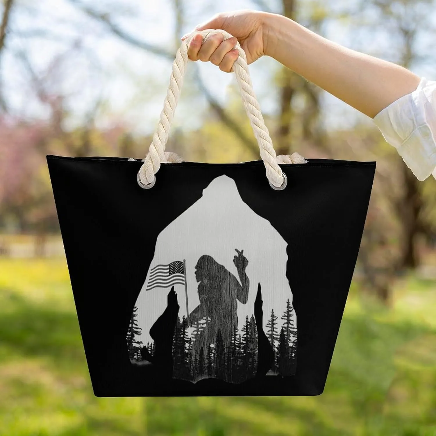 Tote Bag Large Handles Beach Bag with Zipper for Shopping Groceries Travel Outdoors Swim Pool Bag