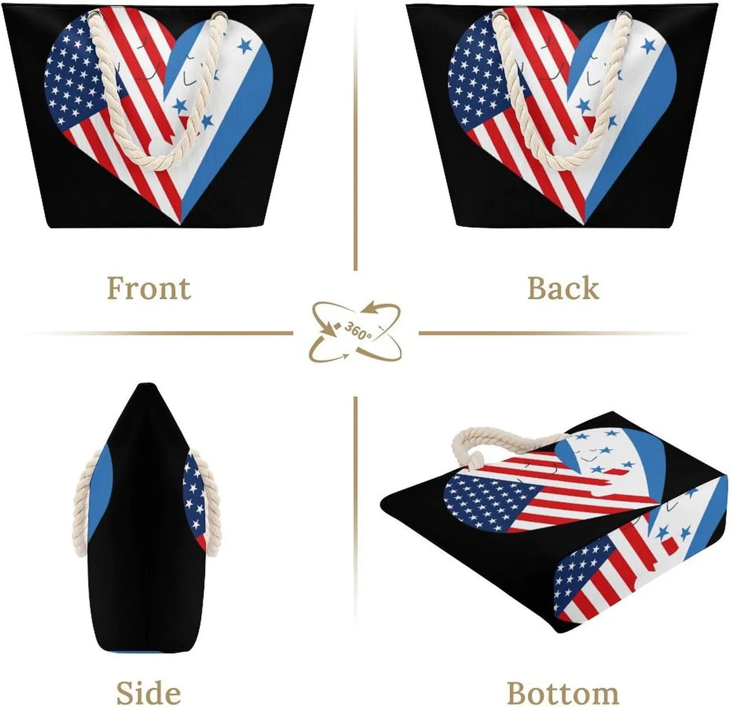 Tote Bag Large Handles Beach Bag with Zipper for Shopping Groceries Travel Outdoors Swim Pool Bag