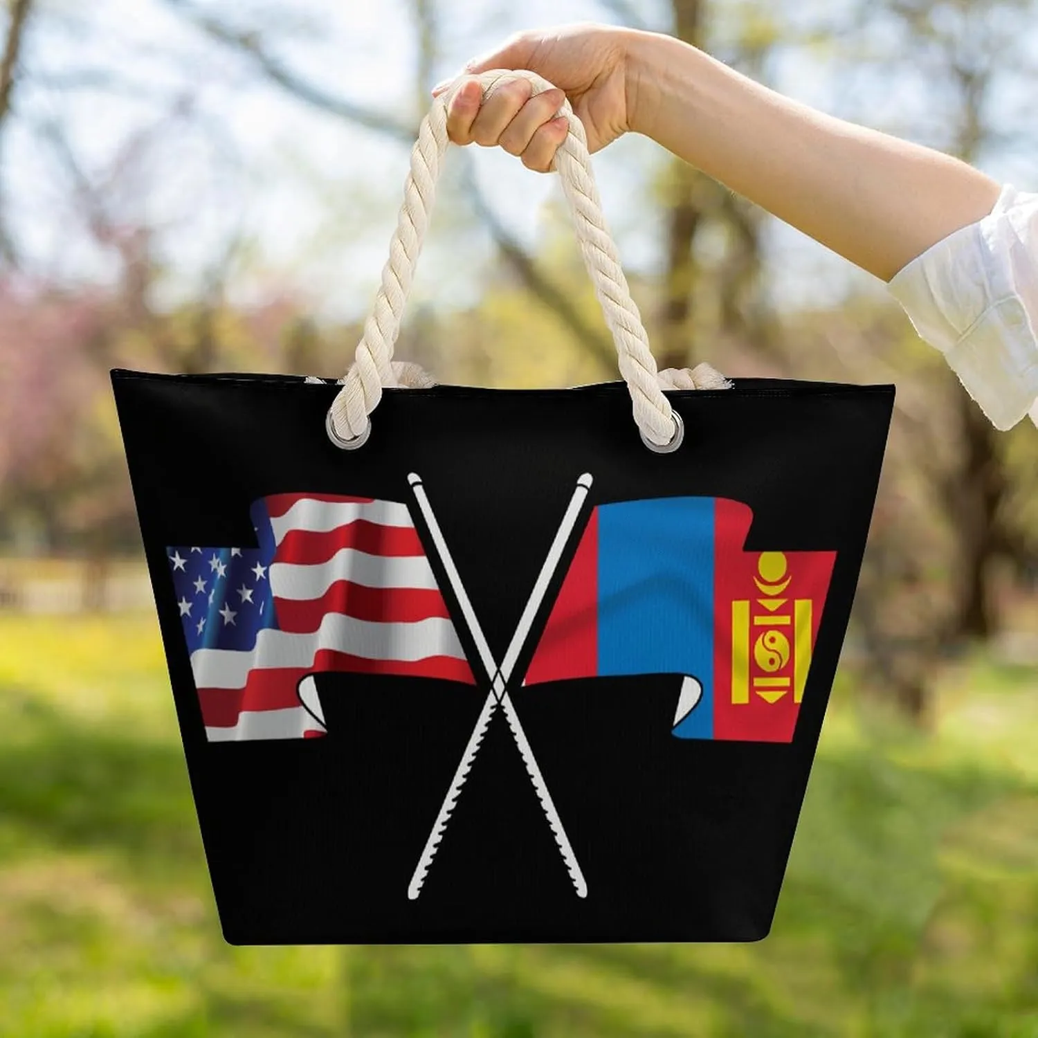 Tote Bag Large Handles Beach Bag with Zipper for Shopping Groceries Travel Outdoors Swim Pool Bag