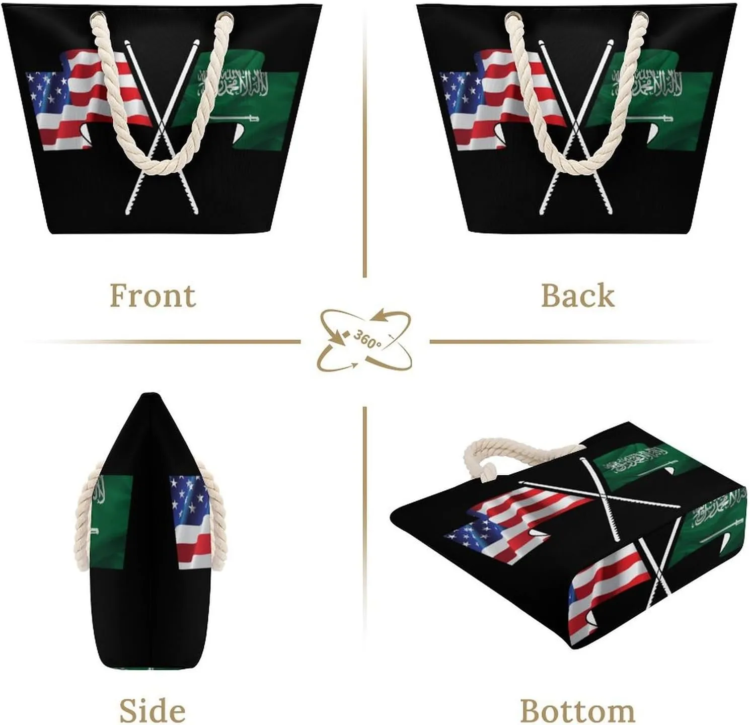 Tote Bag Large Handles Beach Bag with Zipper for Shopping Groceries Travel Outdoors Swim Pool Bag