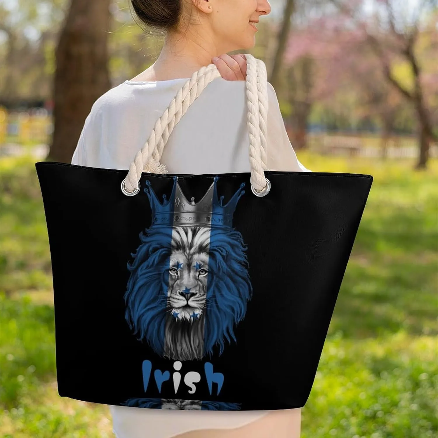 Tote Bag Large Handles Beach Bag with Zipper for Shopping Groceries Travel Outdoors Swim Pool Bag