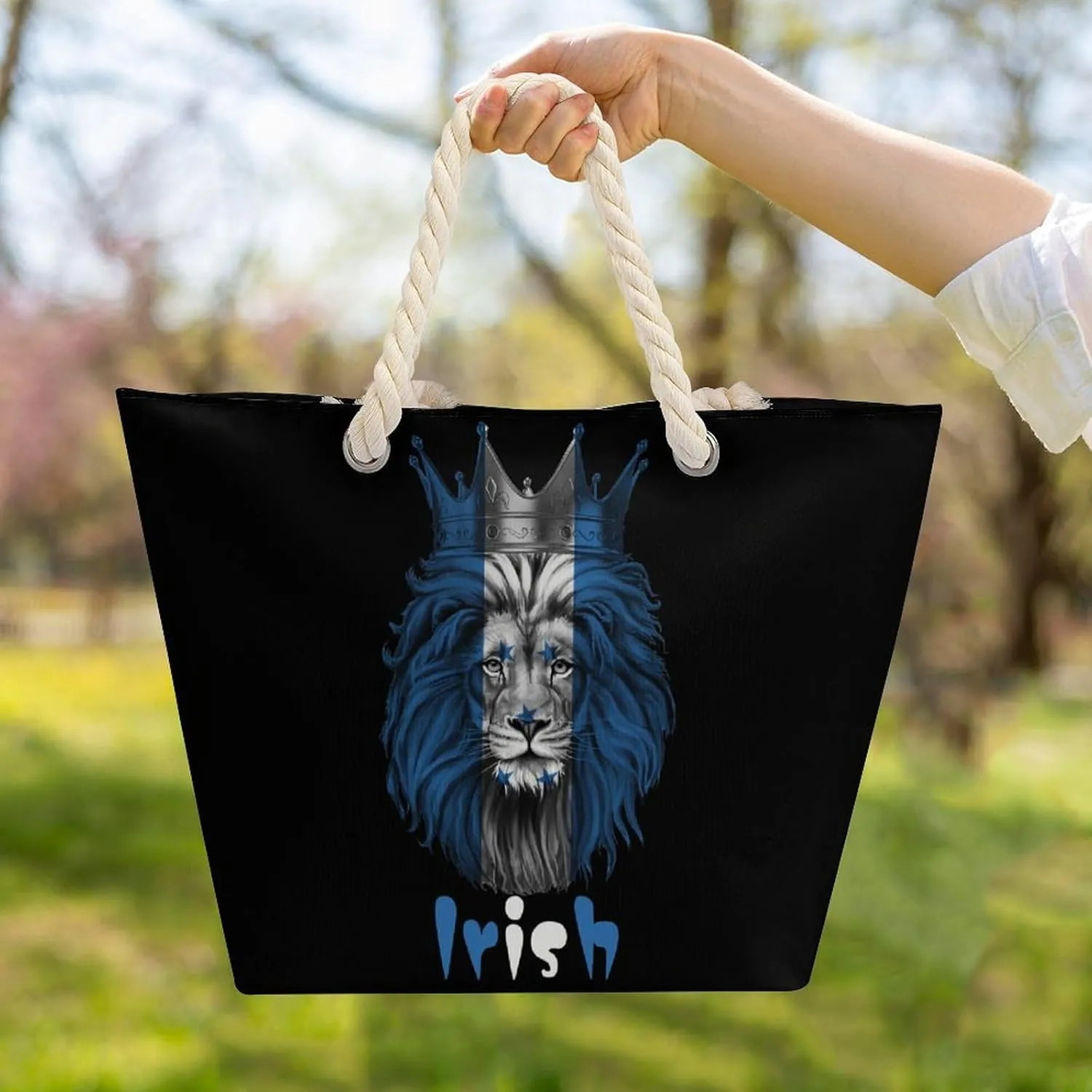 Tote Bag Large Handles Beach Bag with Zipper for Shopping Groceries Travel Outdoors Swim Pool Bag