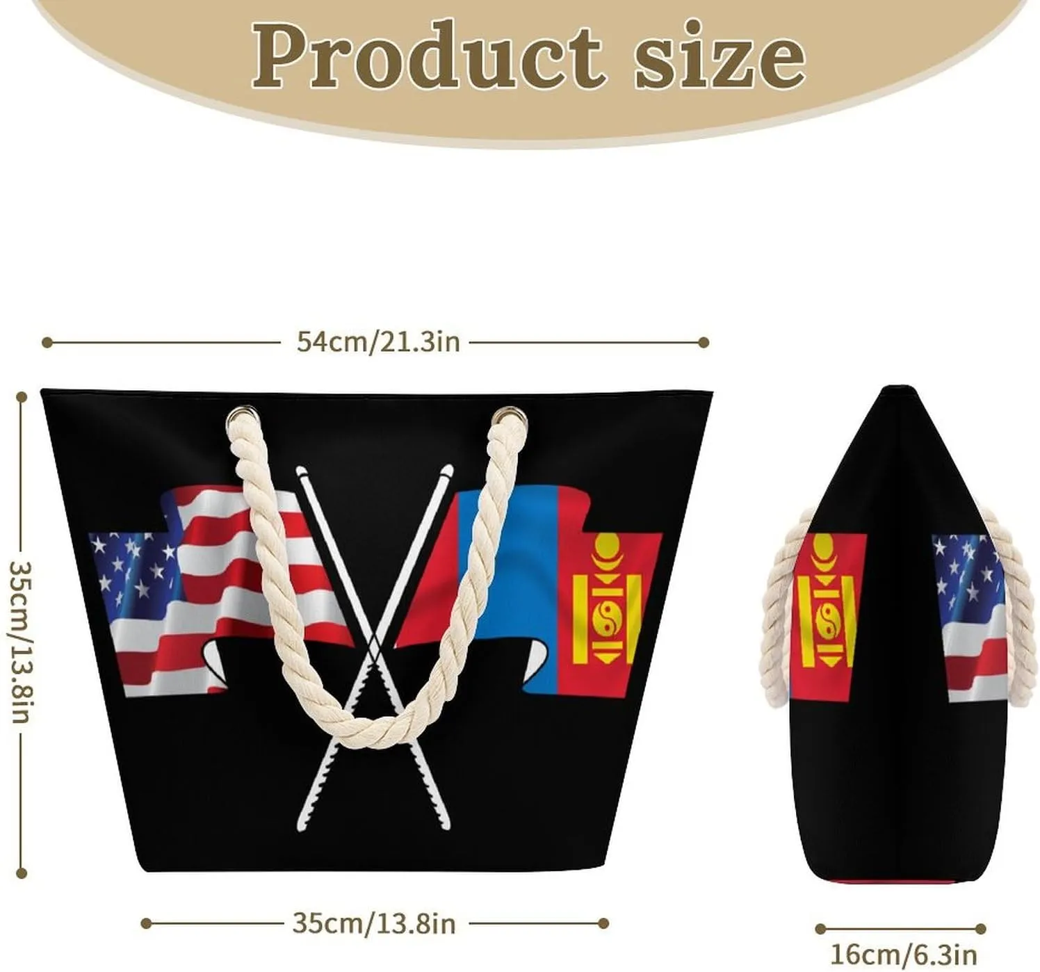 Tote Bag Large Handles Beach Bag with Zipper for Shopping Groceries Travel Outdoors Swim Pool Bag