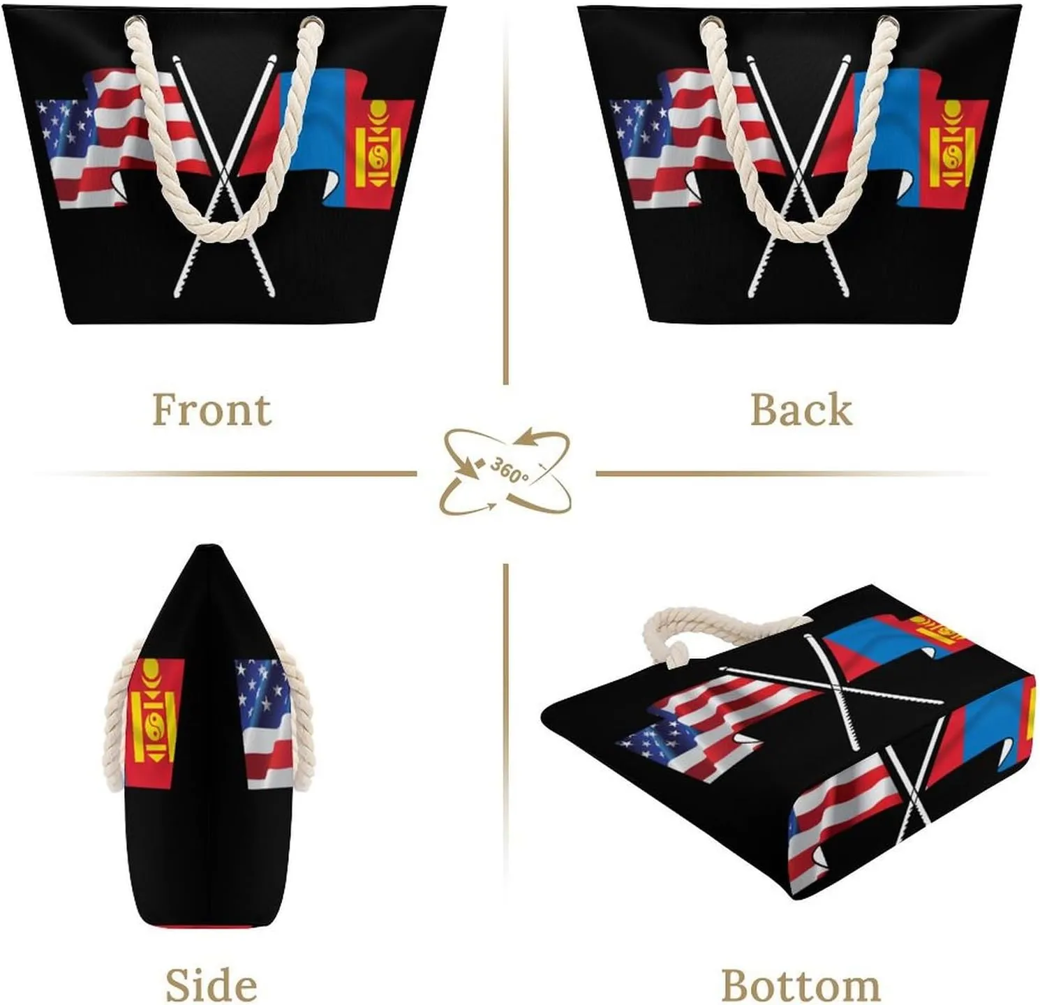 Tote Bag Large Handles Beach Bag with Zipper for Shopping Groceries Travel Outdoors Swim Pool Bag