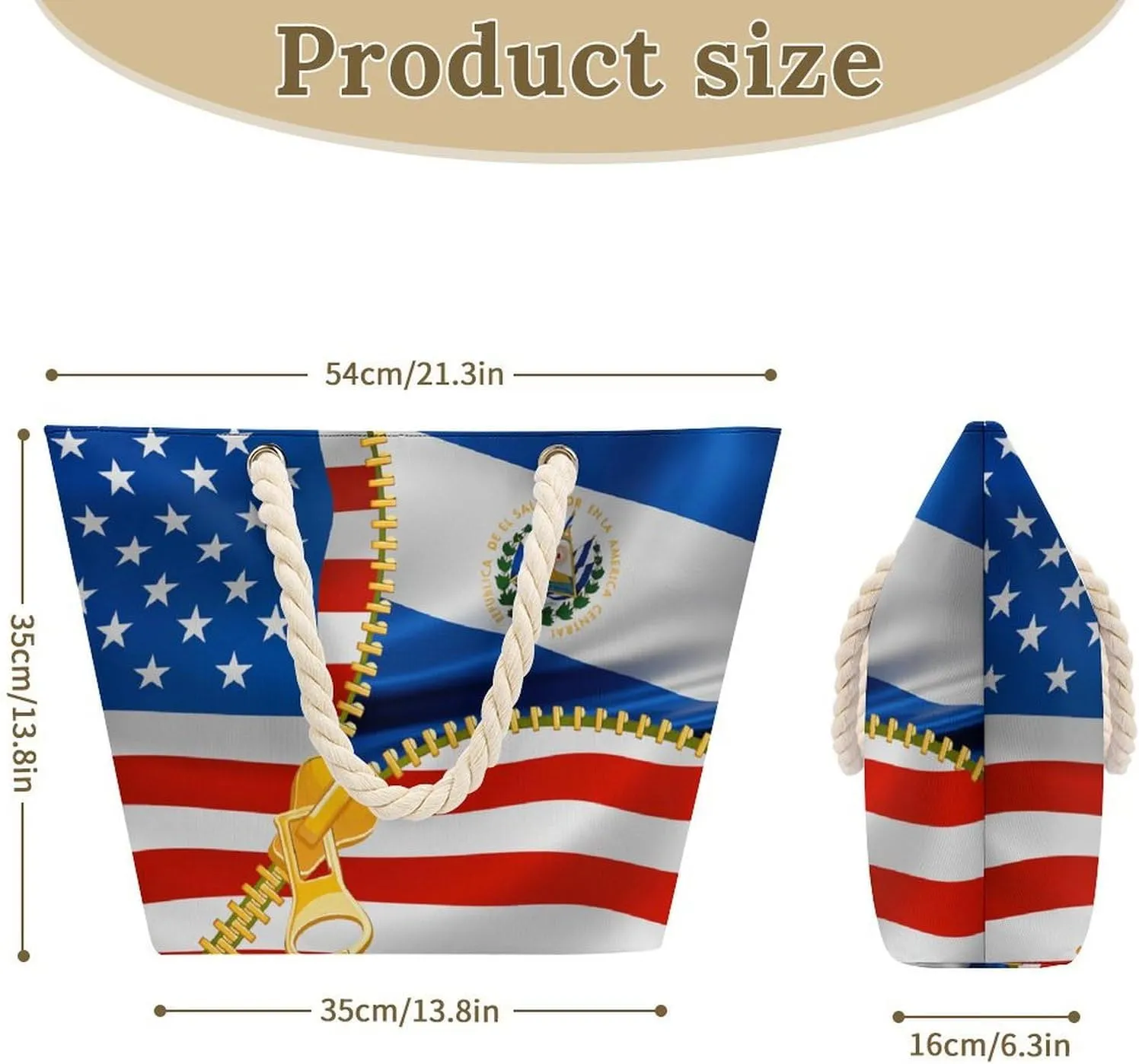 Tote Bag Large Handles Beach Bag with Zipper for Shopping Groceries Travel Outdoors Swim Pool Bag