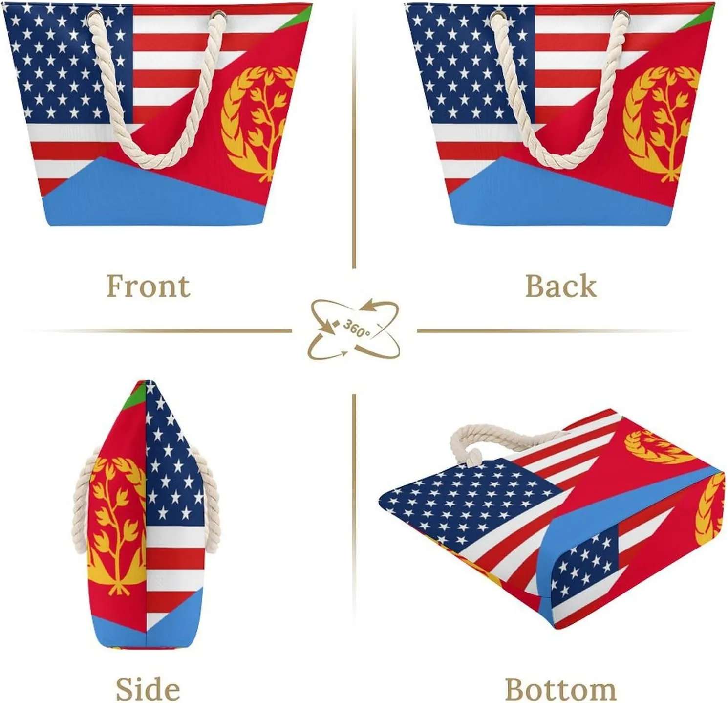 Tote Bag Large Handles Beach Bag with Zipper for Shopping Groceries Travel Outdoors Swim Pool Bag