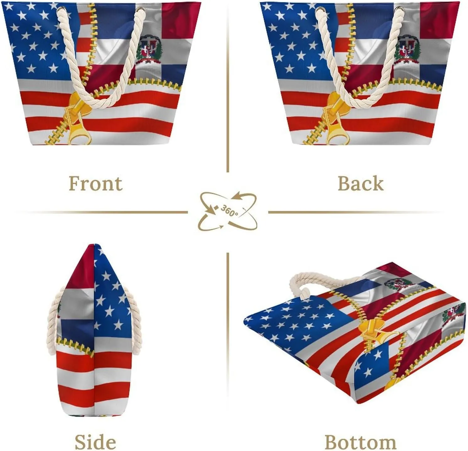 Tote Bag Large Handles Beach Bag with Zipper for Shopping Groceries Travel Outdoors Swim Pool Bag
