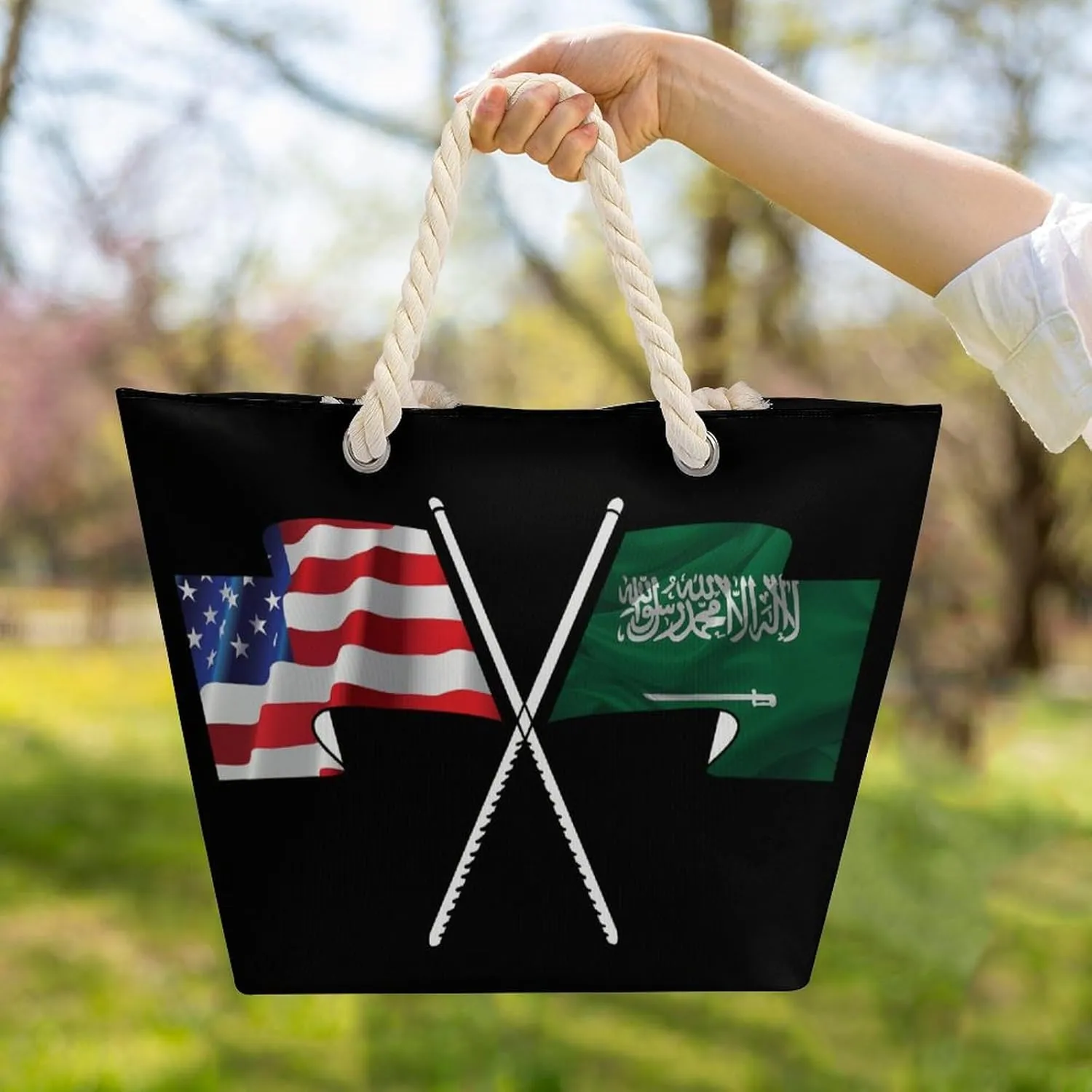 Tote Bag Large Handles Beach Bag with Zipper for Shopping Groceries Travel Outdoors Swim Pool Bag