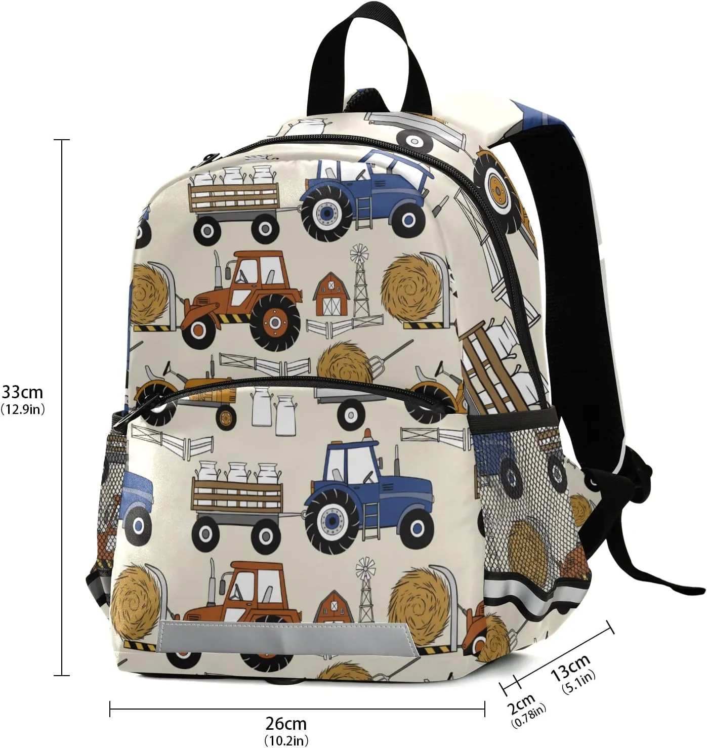 Tractors Cars Backpack for Kids, Boys and Girls, Toddler Backpack for Daycare Travel School, Preschool Bookbag with Chest Strap
