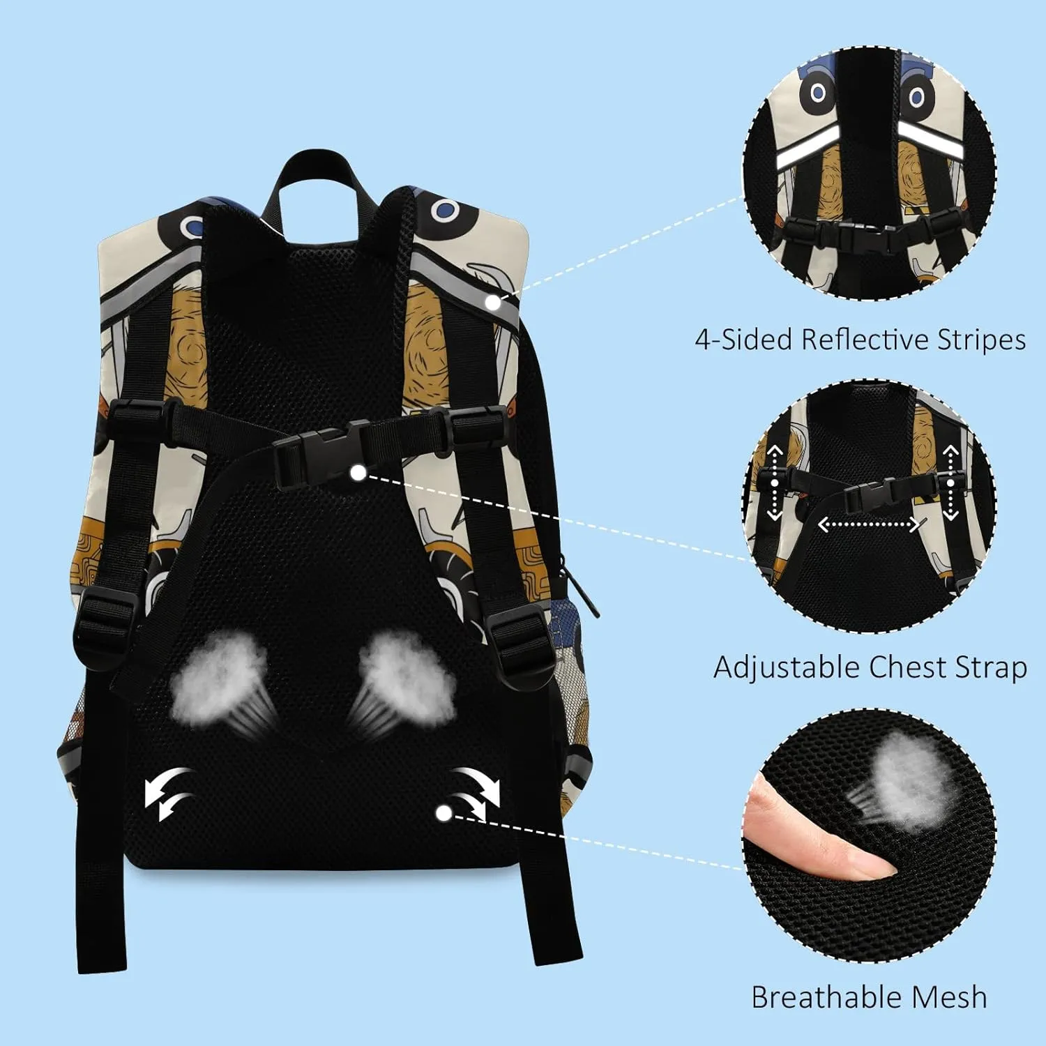Tractors Cars Backpack for Kids, Boys and Girls, Toddler Backpack for Daycare Travel School, Preschool Bookbag with Chest Strap