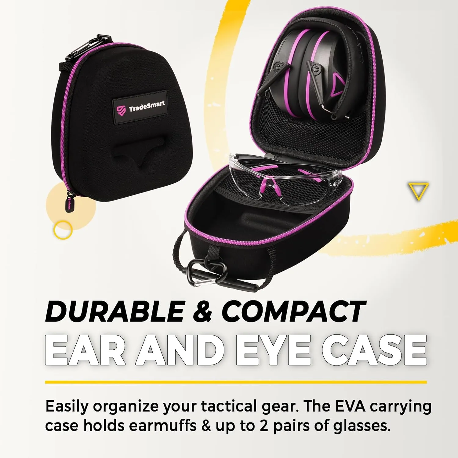 TradeSmart Complete Shooting Eye and Ear Protection: Electronic Earmuffs for Shooting, Range Glasses & Hard Carrying Case