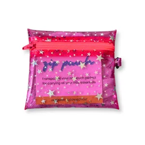 Transparent Glitter Stars Coin Pouch | pink