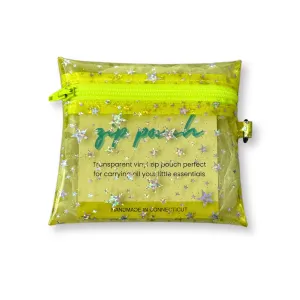 Transparent Glitter Stars Coin Pouch | yellow