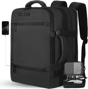 Travel Backpack, Carry On Backpack Airline Approved,Extra Large Expandable Waterproof, 17.3inch Laptop Backpack USB Charging Port, Business College Rucksack Backpack Gifts for Men Women,Black