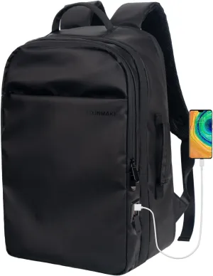 Travel Backpack for Women & Men, 16inch Laptop Backpack, Carry on Backpack with USB Port, Airline Approved, Water Resistant Backpack for Travel, Work, Business, Black