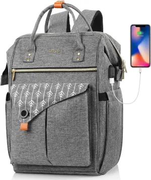 Travel Backpack for Women, Laptop Backpack with Usb Charging Port, Anti Theft Water Resistant College School Bookbag Computer Backpack Fits 17.3 Inch Laptop Notebook