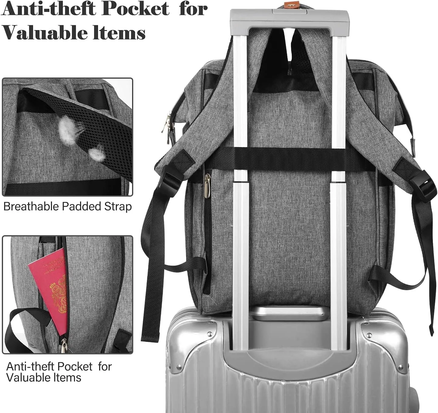 Travel Backpack for Women, Laptop Backpack with Usb Charging Port, Anti Theft Water Resistant College School Bookbag Computer Backpack Fits 17.3 Inch Laptop Notebook