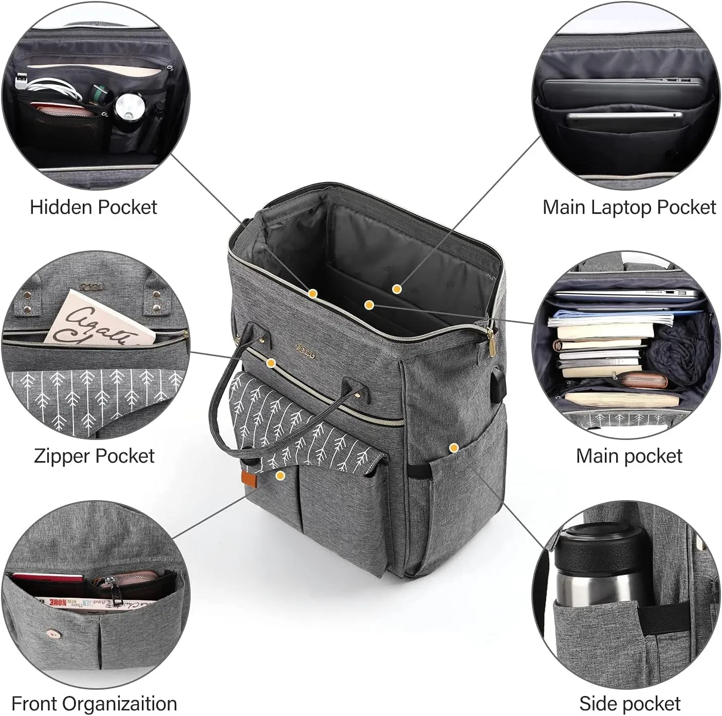 Travel Backpack for Women, Laptop Backpack with Usb Charging Port, Anti Theft Water Resistant College School Bookbag Computer Backpack Fits 17.3 Inch Laptop Notebook
