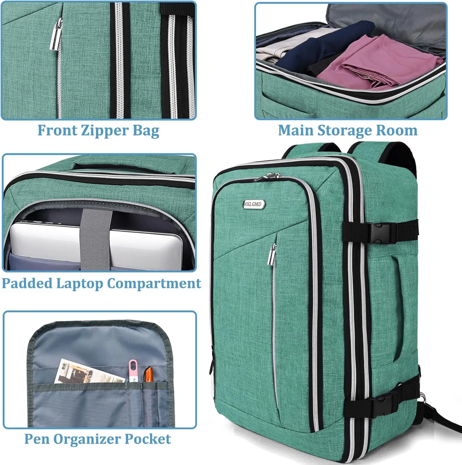 Travel Carry On 17.5" Laptop Expandable Backpack for Men Women, Personal Item Bag Waterproof Airline Approved with USB Charging Hole 3 Packing Cubes, Large Weekender Daypack Business Luggage Suitcase