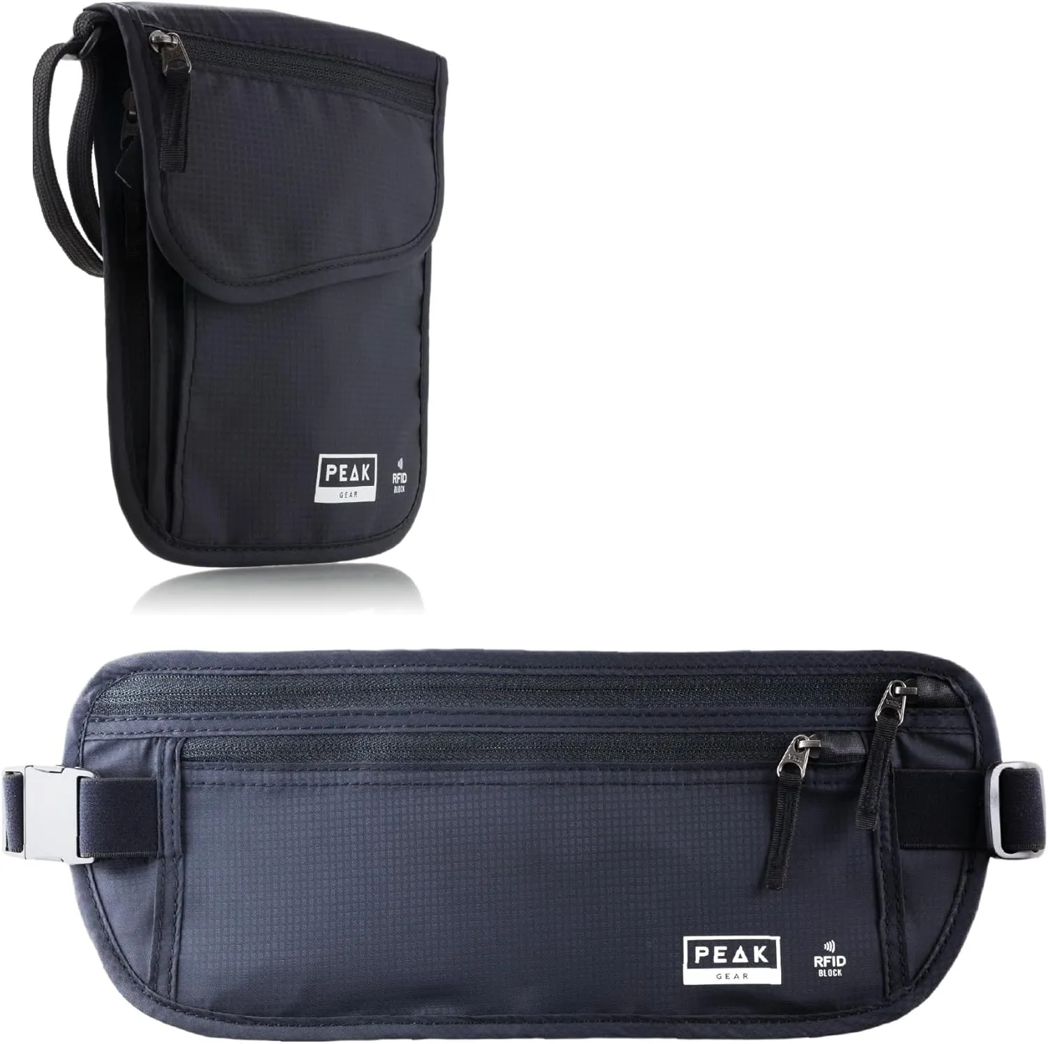 Travel Companion Combo - Hidden Travel Money Belt   Neck Wallet (Black, Bundle)