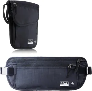 Travel Companion Combo - Hidden Travel Money Belt   Neck Wallet (Black, Bundle)