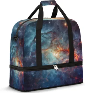 Travel Duffel Bag Universe Star Nebula Sport Gym Bag for Woman Man,Waterproof Foldable Weekend Overnight Bag for Yoga Workout Training with Shoe Compartment